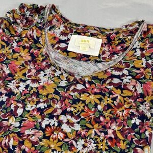 Anthropologie Maeve Floral Top Women's XS Boho Chic Ruched Sleeves